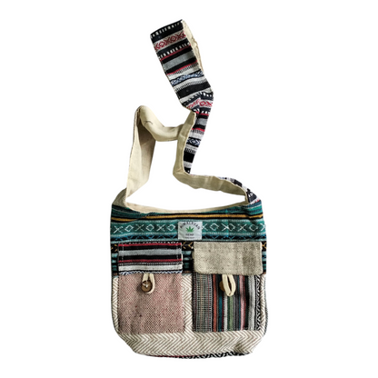 Shantiniketan Style Cotton Sling Bag – Himalayan Hemp Jhola Bag for Women
