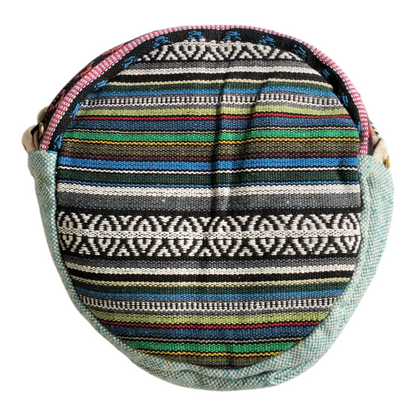 Handcrafted Shantiniketan Round Cotton Sling Bag – Made with Pure Hemp