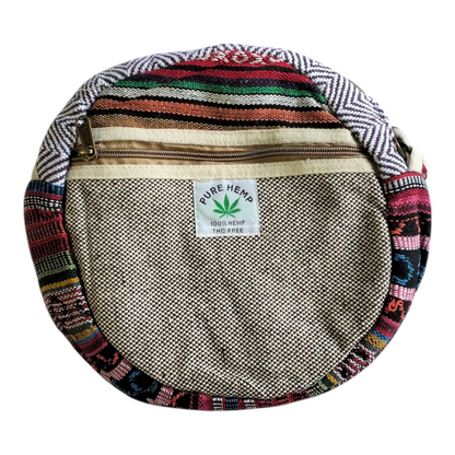 Handcrafted Shantiniketan Round Cotton Sling Bag – Made with Pure Hemp