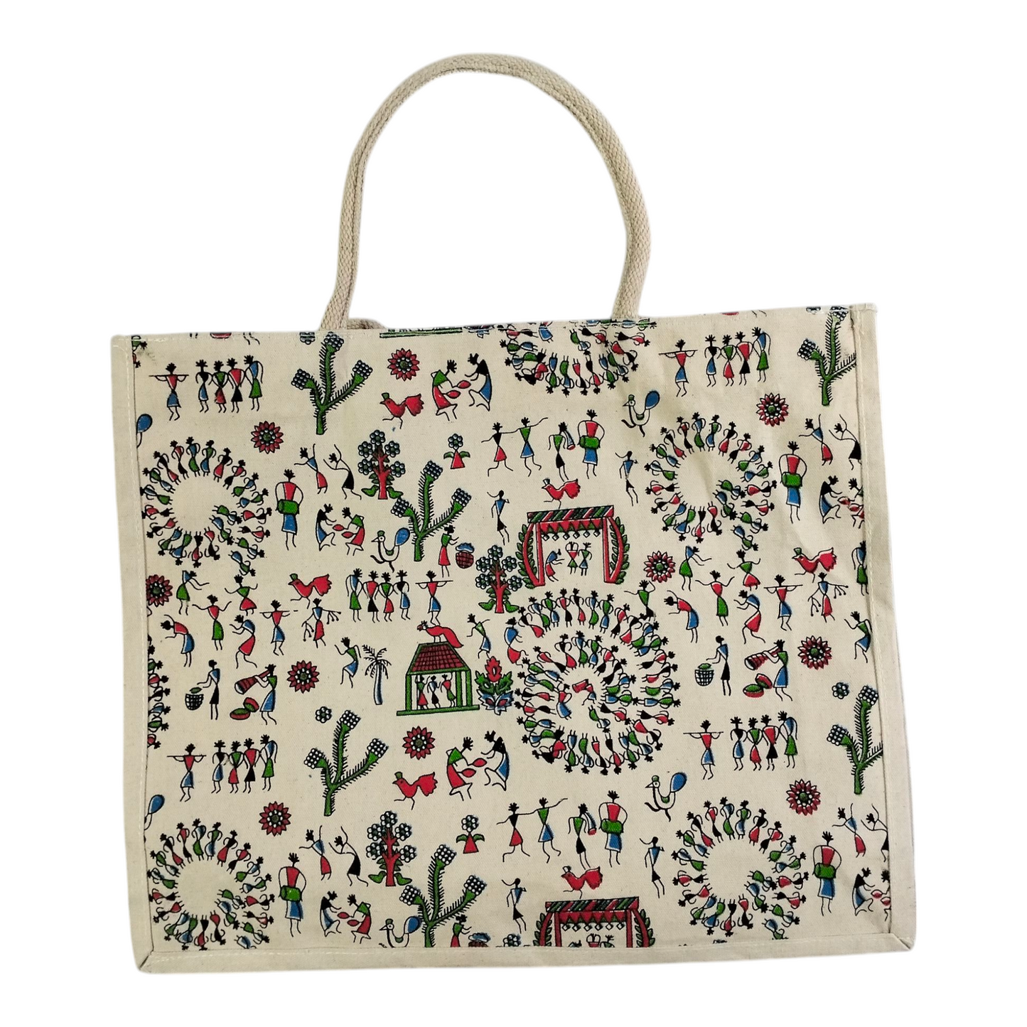 Shantiniketan Jute Tote Bag - Spacious Printed Design Eco-Friendly