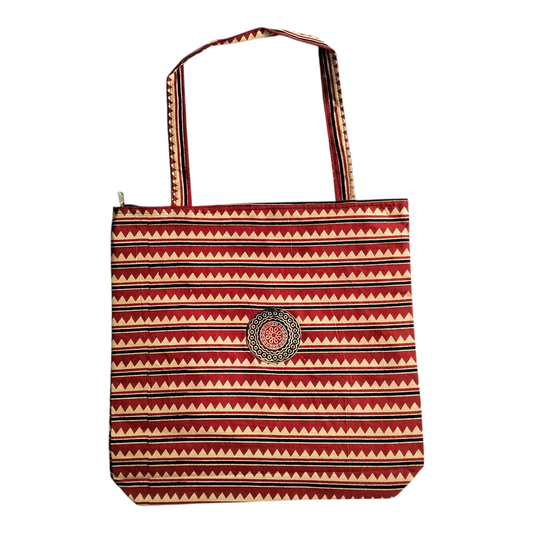 Traditional Shantiniketan Cotton Tote – Handmade Ethnic Shoulder Bag for Daily Use