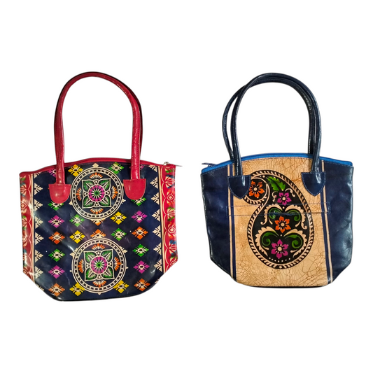 Pack of 2 Mini Handbags Traditional Ethnic Design-Handcrafted Ethnic Bags for Women Shantiniketan Style