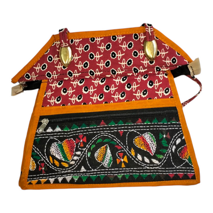 Traditional Shantiniketan Design Cotton Handbag for Women | Ethnic Small Size