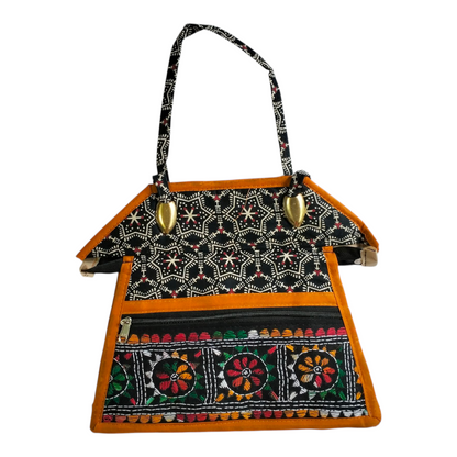Traditional Shantiniketan Design Cotton Handbag for Women | Ethnic Small Size