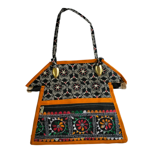 Traditional Shantiniketan Design Cotton Handbag for Women | Ethnic Small Size