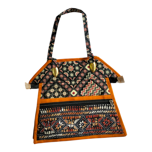 Traditional Shantiniketan Design Cotton Handbag for Women | Ethnic Small Size
