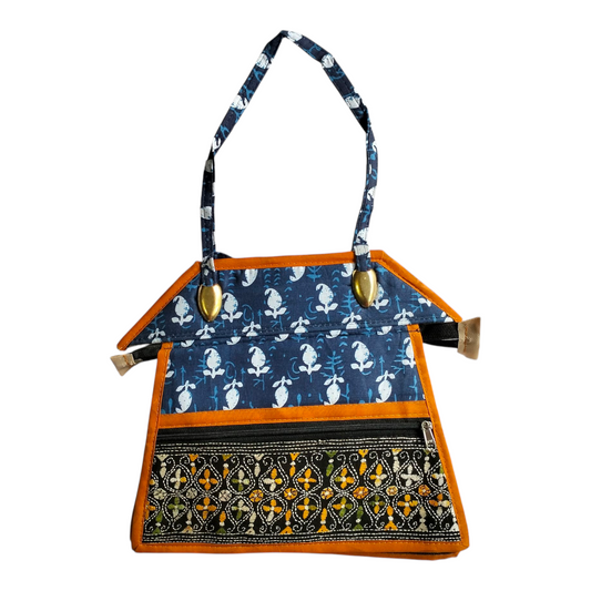 Traditional Shantiniketan Design Cotton Handbag for Women | Ethnic Small Size