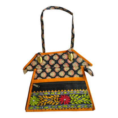 Traditional Shantiniketan Design Cotton Handbag for Women | Ethnic Small Size