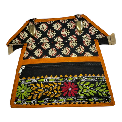 Traditional Shantiniketan Design Cotton Handbag for Women | Ethnic Small Size
