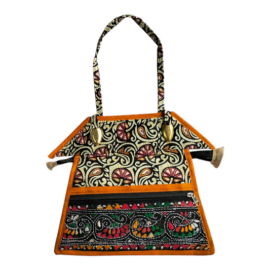 Traditional Shantiniketan Design Cotton Handbag for Women | Ethnic Small Size