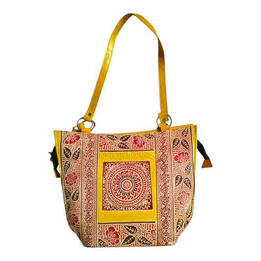 Traditional Shantiniketan Style Shoulder Bag – Spacious Handcrafted Bag Showcasing the Heritage of Bengal