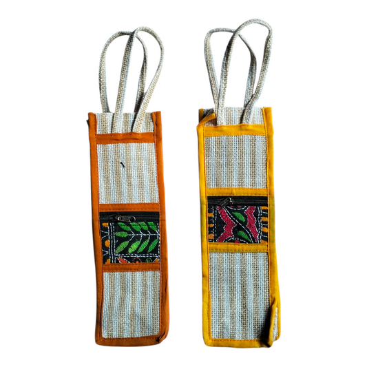 Eco-Friendly Jute Water Bottle Bag – Pack of 2 | Reusable & Durable Carry Bags for 1 Litre Bottles