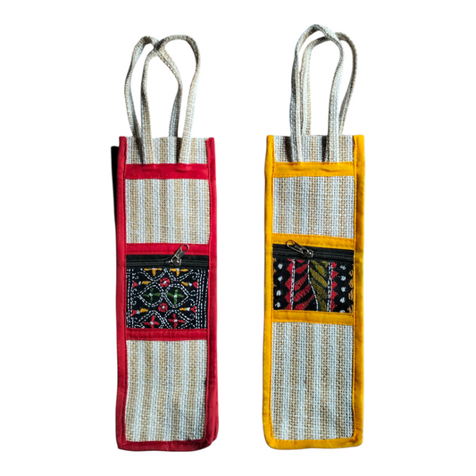 Eco-Friendly Jute Water Bottle Bag – Pack of 2 | Reusable & Durable Carry Bags for 1 Litre Bottles