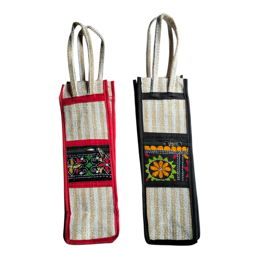 Eco-Friendly Jute Water Bottle Bag – Pack of 2 | Reusable & Durable Carry Bags for 1 Litre Bottles
