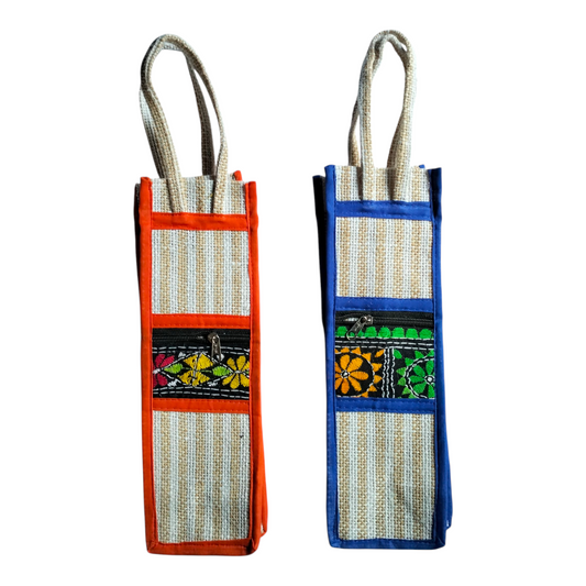 Eco-Friendly Jute Water Bottle Bag – Pack of 2 | Reusable & Durable Carry Bags for 1 Litre Bottles