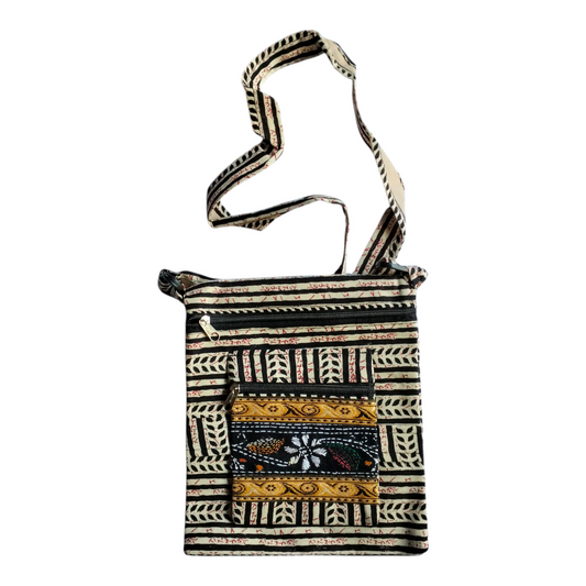 Colorful Cotton Cloth Sling Bag in Shantiniketan Style | Crossbody Handcrafted Indian Boho Style
