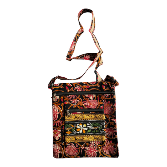 Colorful Cotton Cloth Sling Bag in Shantiniketan Style | Crossbody Handcrafted Indian Boho Style