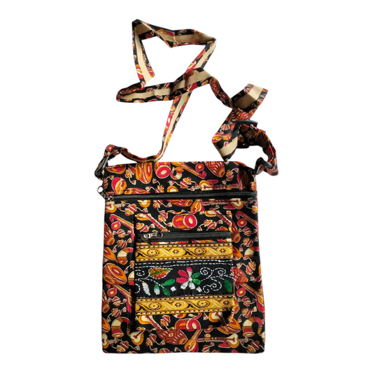 Colorful Cotton Cloth Sling Bag in Shantiniketan Style | Crossbody Handcrafted Indian Boho Style