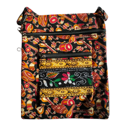 Colorful Cotton Cloth Sling Bag in Shantiniketan Style | Crossbody Handcrafted Indian Boho Style
