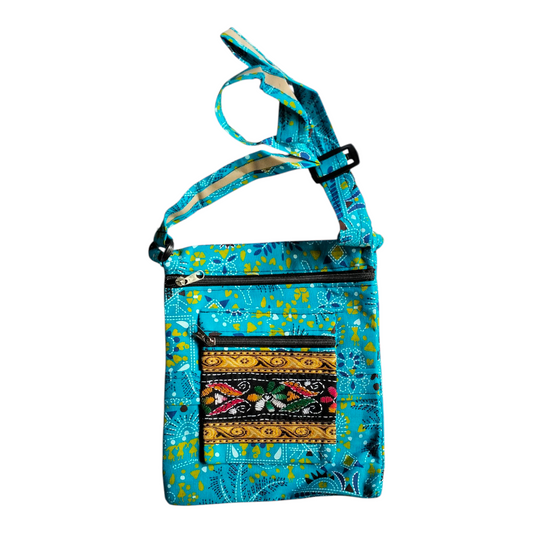 Colorful Cotton Cloth Sling Bag in Shantiniketan Style | Crossbody Handcrafted Indian Boho Style