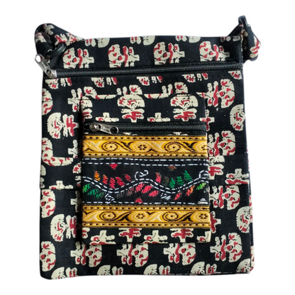 Colorful Cotton Cloth Sling Bag in Shantiniketan Style | Crossbody Handcrafted Indian Boho Style